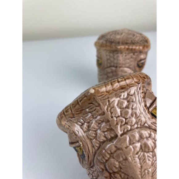 Vintage Sleepy Owl Double Sided Ceramic Salt & Pepper Shakers Large w/ Stoppers - Picture 12 of 12